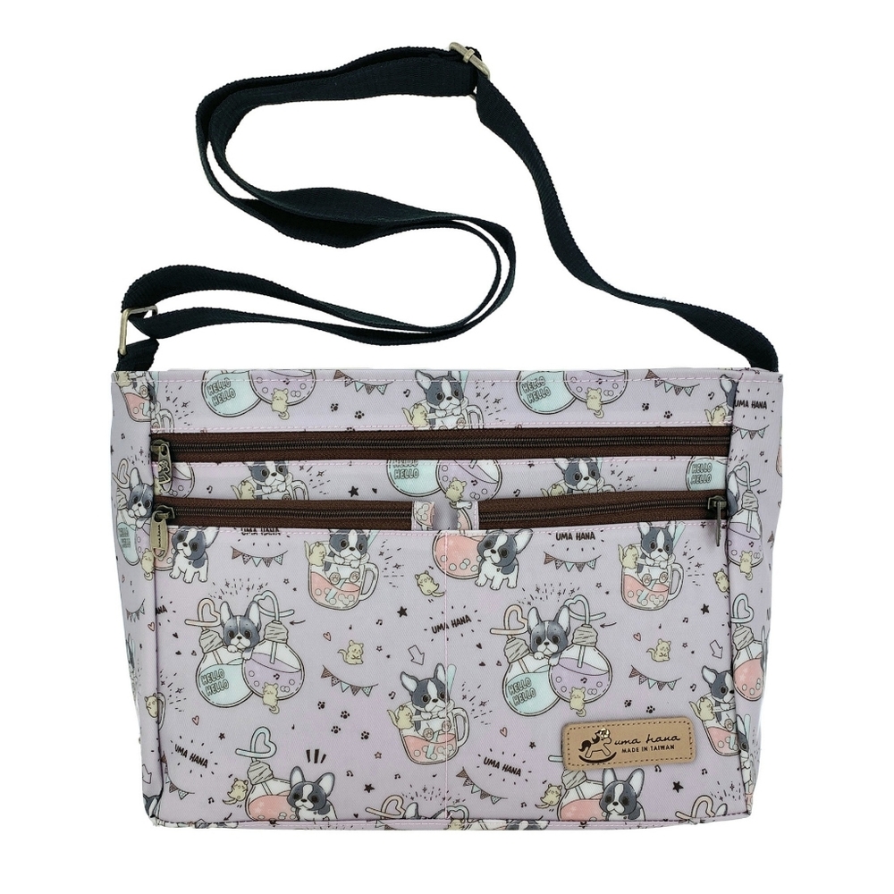 Waterproof Boba Frenchie Five Zipper Crossbody Shoulder Purse